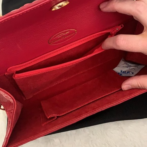 Genuine real Crocodile Clutch 10x4.5" NEW Red - Picture 4 of 7